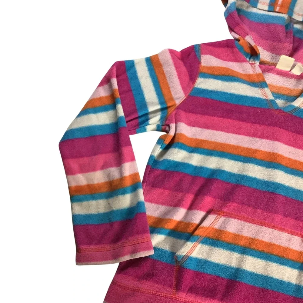 The Children's Place Fleece Hoodie Girls L 10/12 Pink Striped Y2K Preppy Core